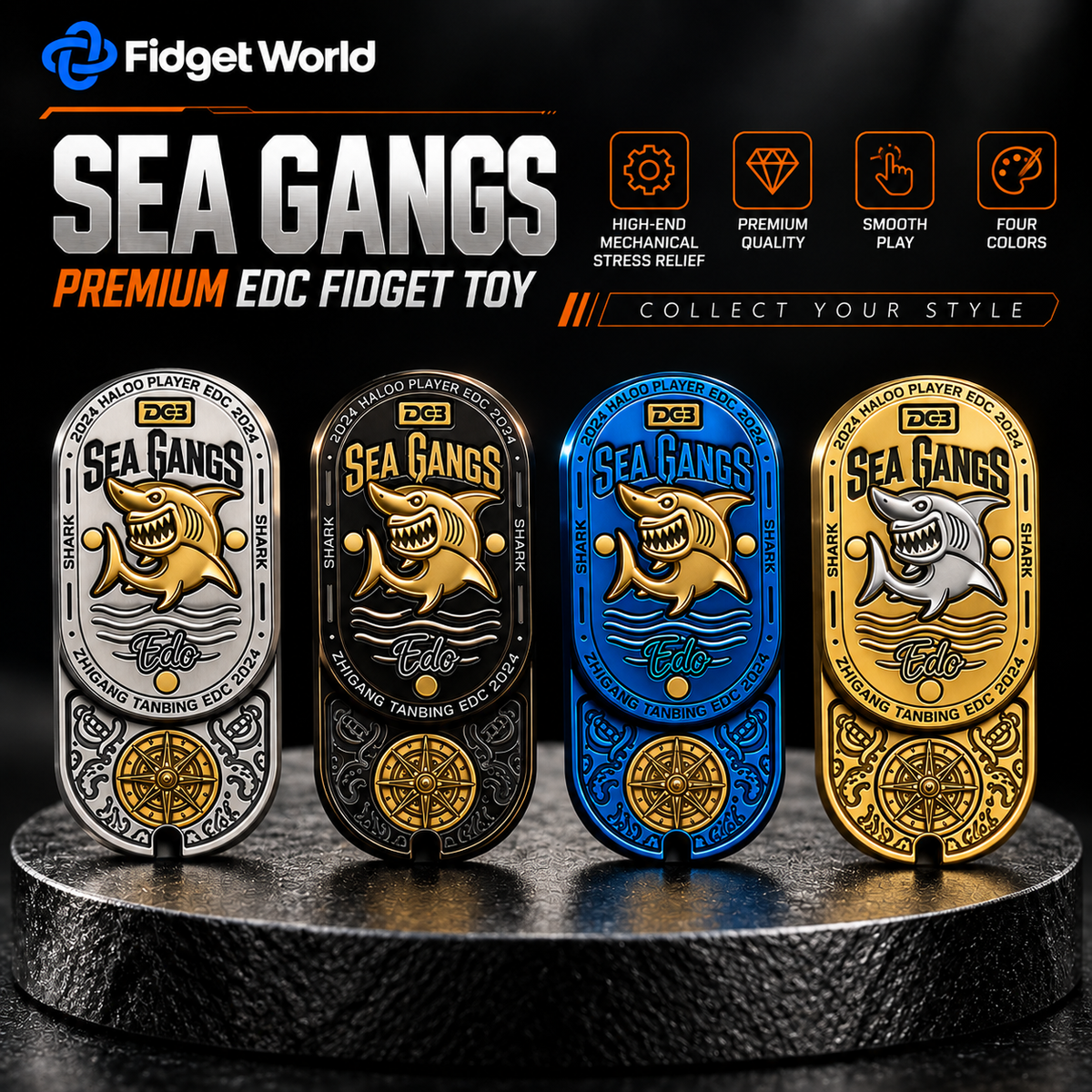 Sea Shark Fidget Slider | Stainless Steel