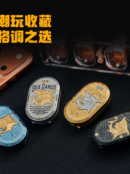 指上谈兵正品不锈钢海鲨律动直推旋转叮叮推牌edc解压减压玩具